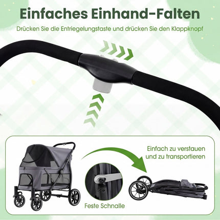 Foldable Dog Stroller with All-Terrain Wheels, Gray