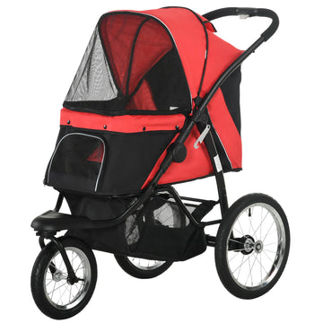 Foldable Dog Stroller with Sunshade, Red, 111x58x107 cm