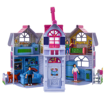 Foldable Dollhouse with 6 Rooms and Furniture Set