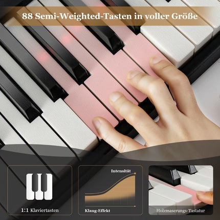 Foldable E-Keyboard Foldable with 88 Illuminated Keys Digital Keyboard Digital Keyboard Black