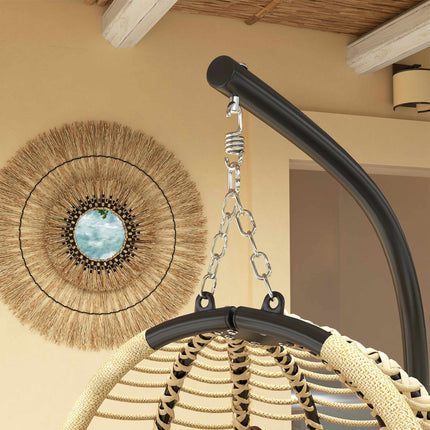 Foldable Egg-Shaped Hanging Chair with Stand, Beige