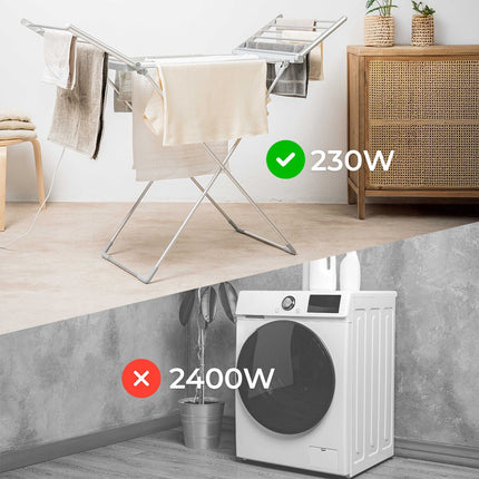 Foldable Electric Clothes Dryer, 20 Bars, Timer, 230W