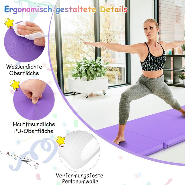 Opvouwbare oefenmat, draagbaar met handvatten, 180x60 cm