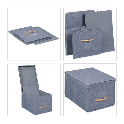 Foldable Fabric Storage Boxes with Lid, Set of 2