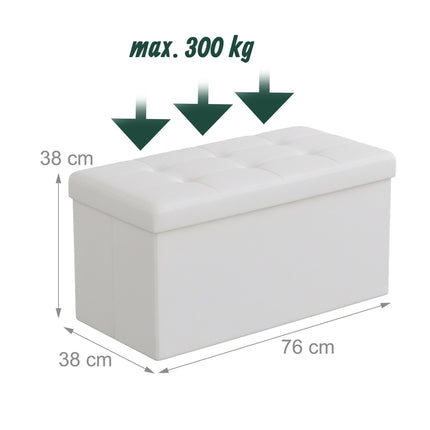 Foldable Faux Leather Storage Bench – Seats Two
