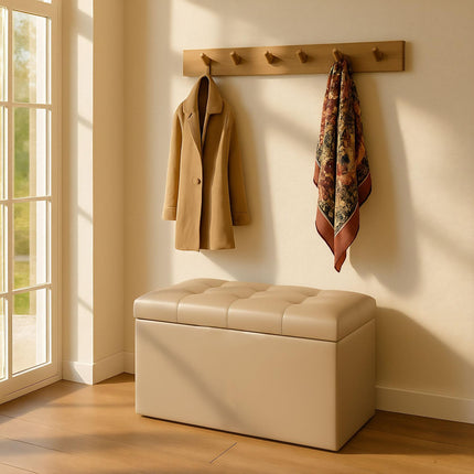 Foldable Faux Leather Storage Bench – Seats Two