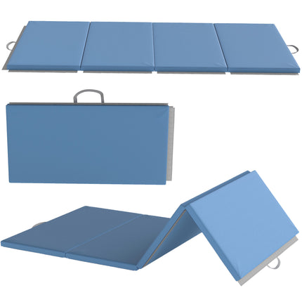 Foldable Fitness Mat with Handles, 240x120x5 cm, Light Blue
