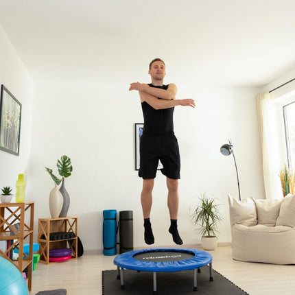 Foldable Fitness Trampoline, Blue-Black, Indoor Exercise Trampoline Rebounder