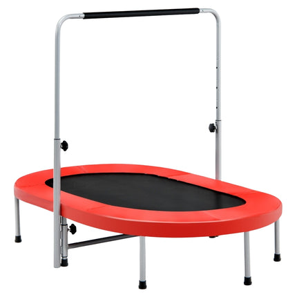 Foldable Fitness Trampoline with Adjustable Handle, Red, 150kg Capacity