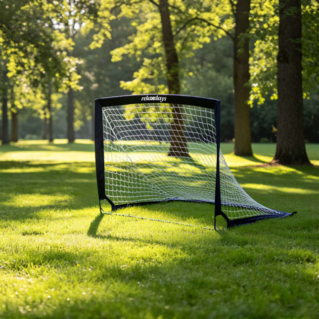Foldable Football Goals Set, Black, with Carry Bag