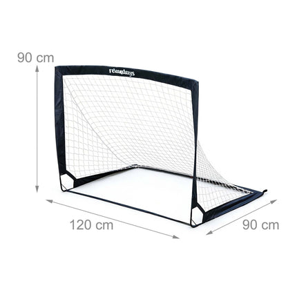 Foldable Football Goals Set, Black, with Carry Bag