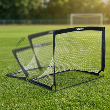 Foldable Football Goals Set, Black, with Carry Bag