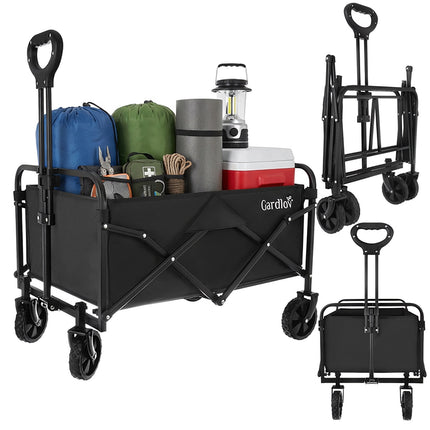 Foldable Garden Cart, 90L Capacity, 100kg Load, 4 Wheels