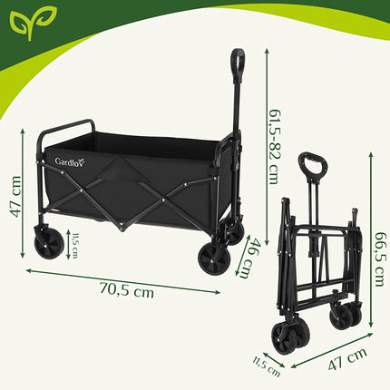 Foldable Garden Cart, 90L Capacity, 100kg Load, 4 Wheels