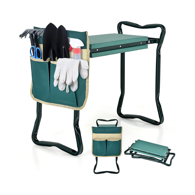 Foldable Garden Kneeler & Seat with EVA Pad and Tool Bag