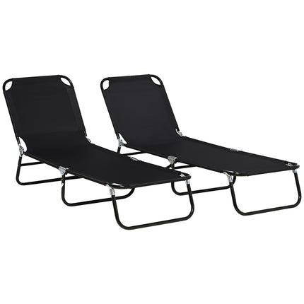 Foldable Garden Sun Lounger Set, Adjustable Backrest