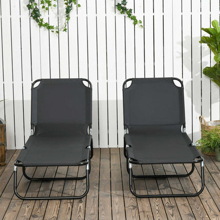 Foldable Garden Sun Lounger Set, Adjustable Backrest