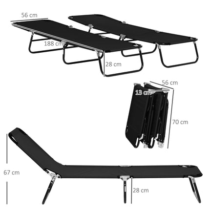 Foldable Garden Sun Lounger Set, Adjustable Backrest
