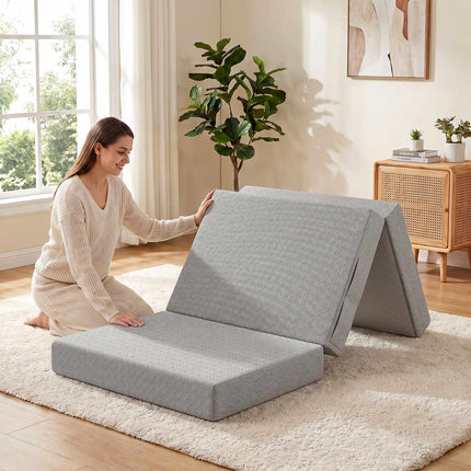 Foldable Gel Foam Mattress 90x200 cm with Washable Cover