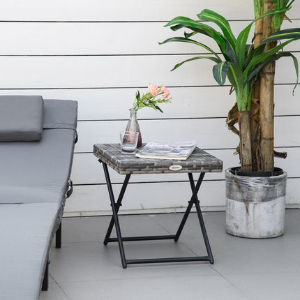 Foldable Gray Polyrattan Garden coffee table, 40x40x40 cm