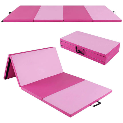 Foldable Gym Mat, Dark Pink, 240x120x5 cm, EPE Foam