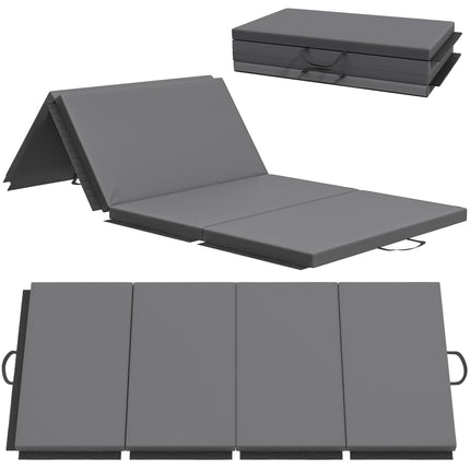 Foldable Gym Mat With Handles, Gray, 180 x 80 x 5 cm
