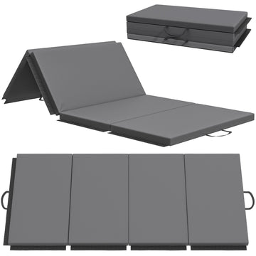 Foldable Gym Mat With Handles, Gray, 180 x 80 x 5 cm