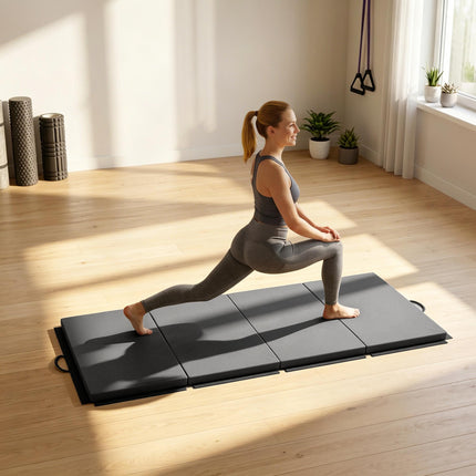 Foldable Gym Mat With Handles, Gray, 180 x 80 x 5 cm