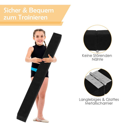 Foldable Gymnastics Balance Beam, 210cm, Non-Slip, Black