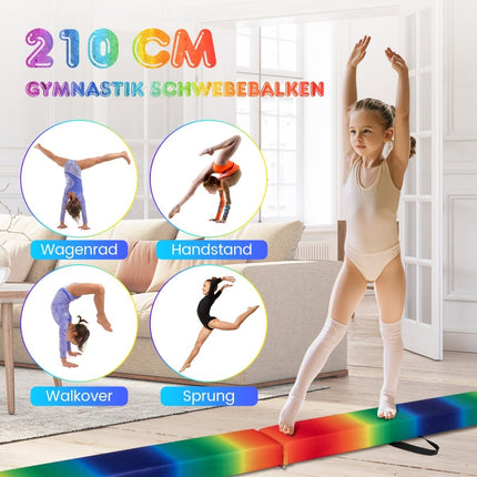 Foldable Gymnastics Balance Beam, 210cm, Suede Finish