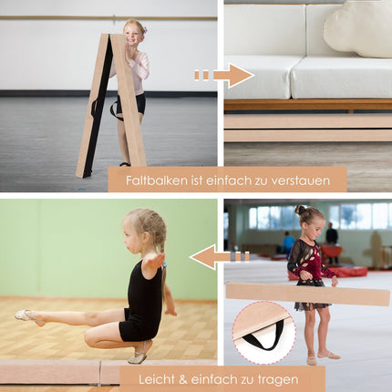 Foldable Gymnastics Balance Beam, 210cm, Suede-Like Surface