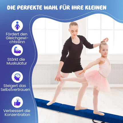 Foldable Gymnastics Balance Beam for Kids, 270 cm, Blue