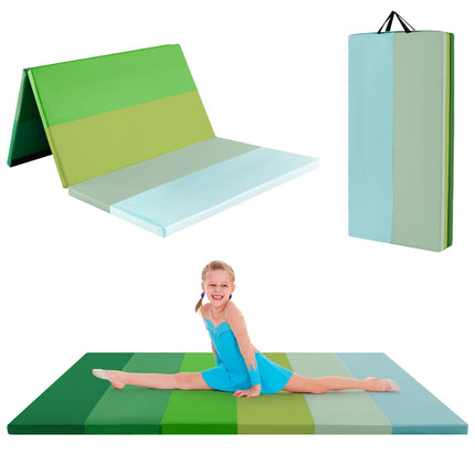 Foldable Gymnastics Mat, 180x120 cm, Green, PU Foam