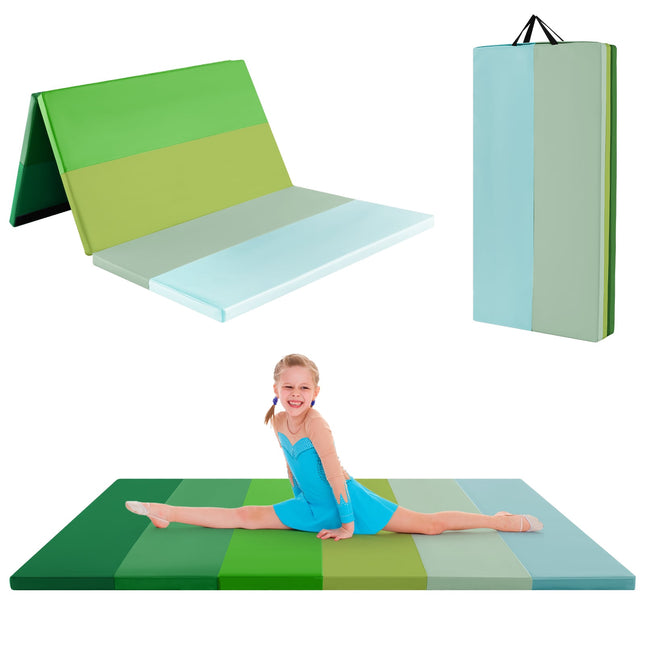 Foldable Gymnastics Mat, 180x120 cm, Green, PU Foam