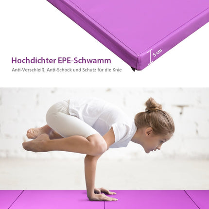 Foldable Gymnastics Mat, 240x116x5 cm, Purple