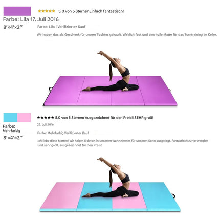 Foldable Gymnastics Mat, 240x116x5 cm, Purple