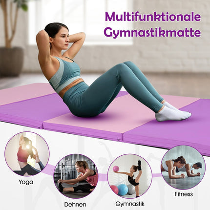 Foldable Gymnastics Mat, 240x116x5 cm, Purple/Pink