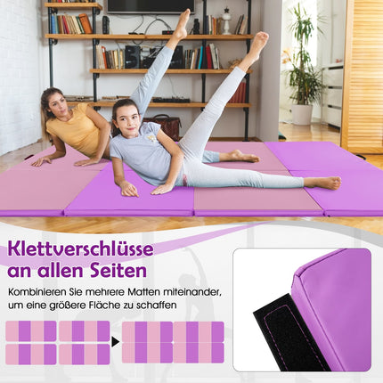 Foldable Gymnastics Mat, 240x116x5 cm, Purple/Pink