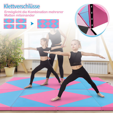 Foldable Gymnastics Mat, 240x117x5cm, Pink/Blue