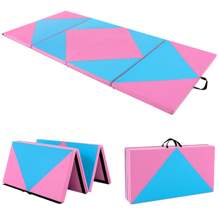 Foldable Gymnastics Mat, 240x117x5cm, Pink/Blue