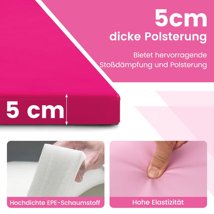 Foldable Gymnastics Mat, 300x117x5 cm, Hot Pink