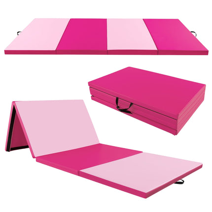 Foldable Gymnastics Mat, 300x117x5 cm, Hot Pink