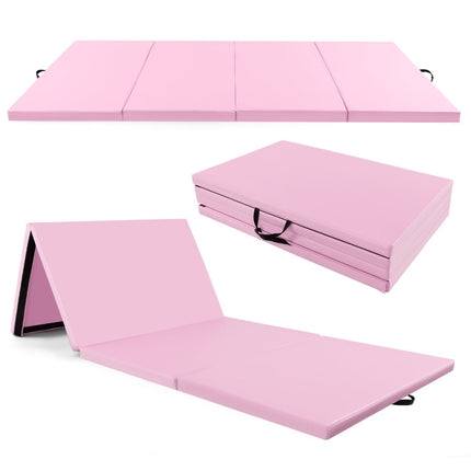 Foldable Gymnastics Mat, 300x117x5 cm, Pink, PU Cover
