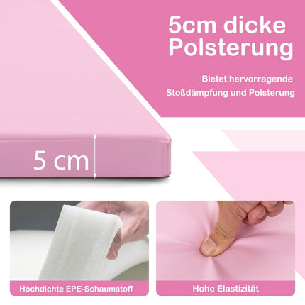 Foldable Gymnastics Mat, 300x117x5 cm, Pink, PU Cover