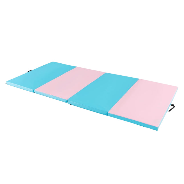 Foldable Gymnastics Mat with Handles, 240x120x5 cm, Blue/Pink
