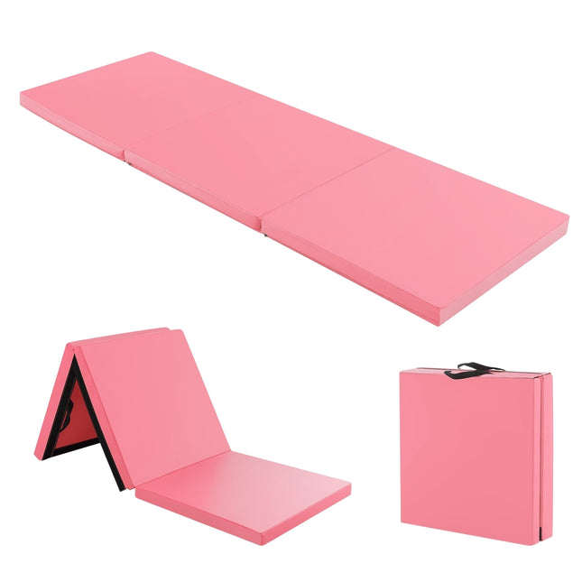 Foldable Gymnastics Mat with Handles – Pink, 180x60 cm