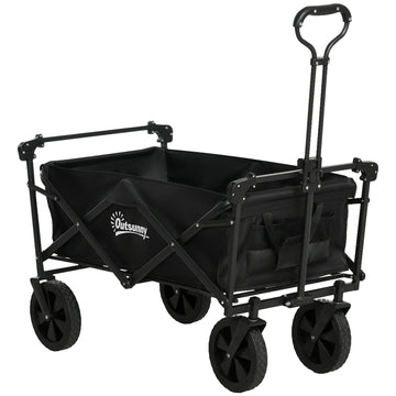 Collapsible handcart with sun protection, 110 kg load, black