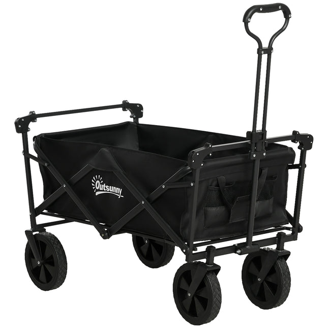 Collapsible handcart with sun protection, 110 kg load, black