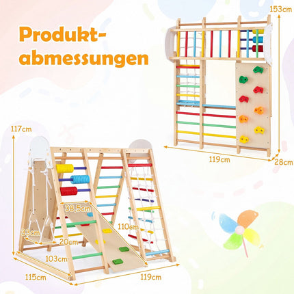 Foldable Indoor Jungle Gym for Kids with Swing & Monkey Bars