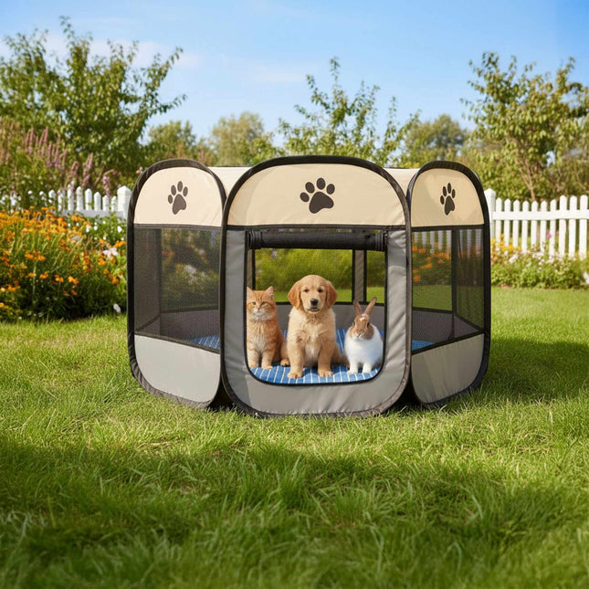 Foldable Indoor & Outdoor Pet Playpen, Weather-Resistant